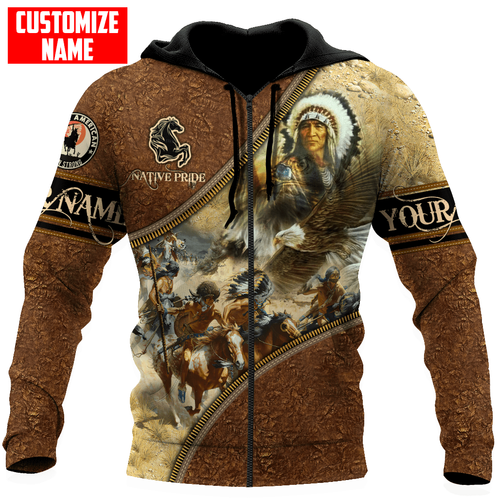 Customized name Eagle Chief Native Warrior American Spirit 3D All Over Printed Shirts