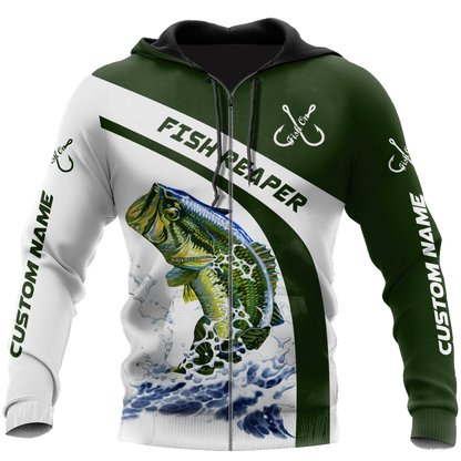 Custom name Bass fishing design 3d print shirts