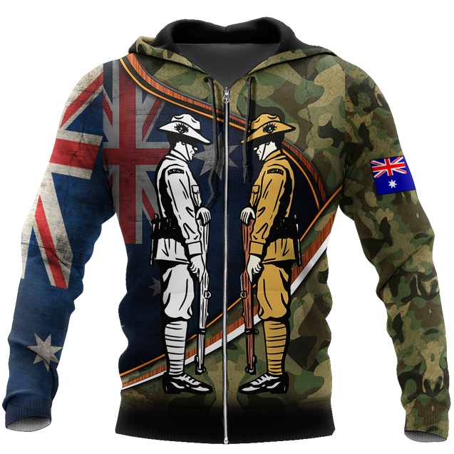 Remember Soldiers camo Australia and Kiwi Veteran 3D print shirts