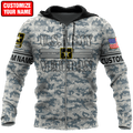 US Army Veteran Personalized Name 3D All Over Printed Unisex Hoodie