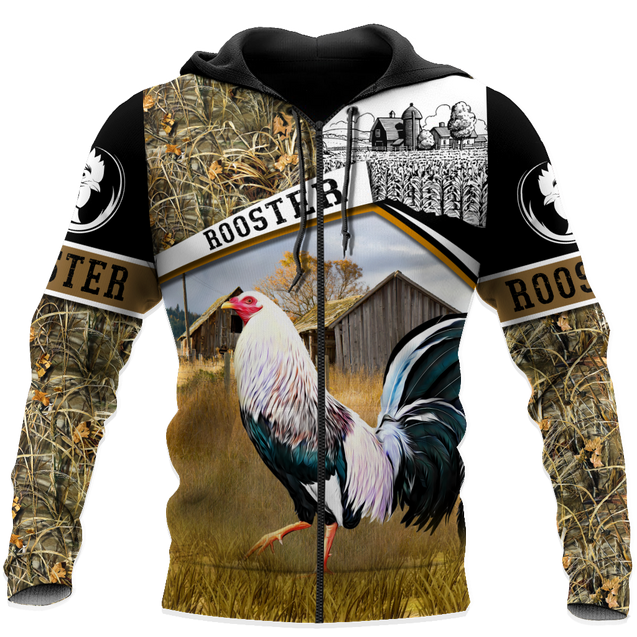 Rooster 3D All Over Printed Unisex Deluxe Hoodie ML