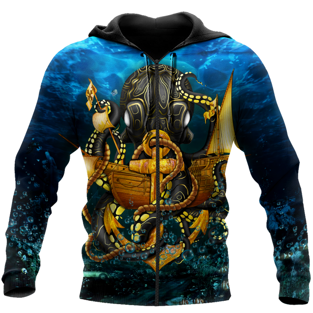 Premium Unisex Hoodie Kraken Octopus King of The Seven Seas V ML