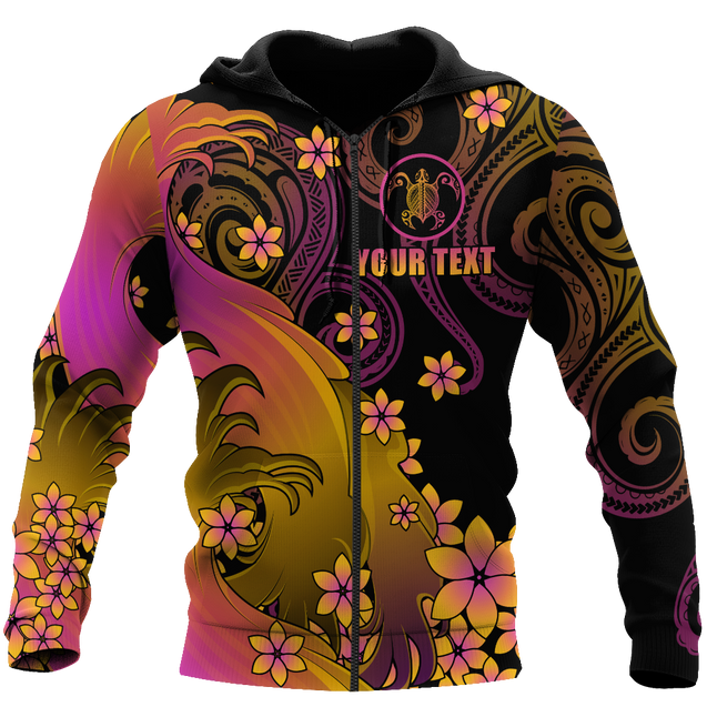 Amazing Polynesian Personalized Wave And Frangipani Unisex Deluxe Hoodie ML