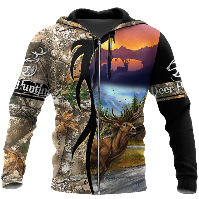 Deer Hunting 3D Over Printed Unisex Deluxe Hoodie ML