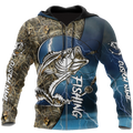 Custom name Bass fishing Sport - Blue ver 3D Design print shirts