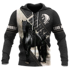 Black Horse 3D All Over Printed Hoodie Pi112058XT
