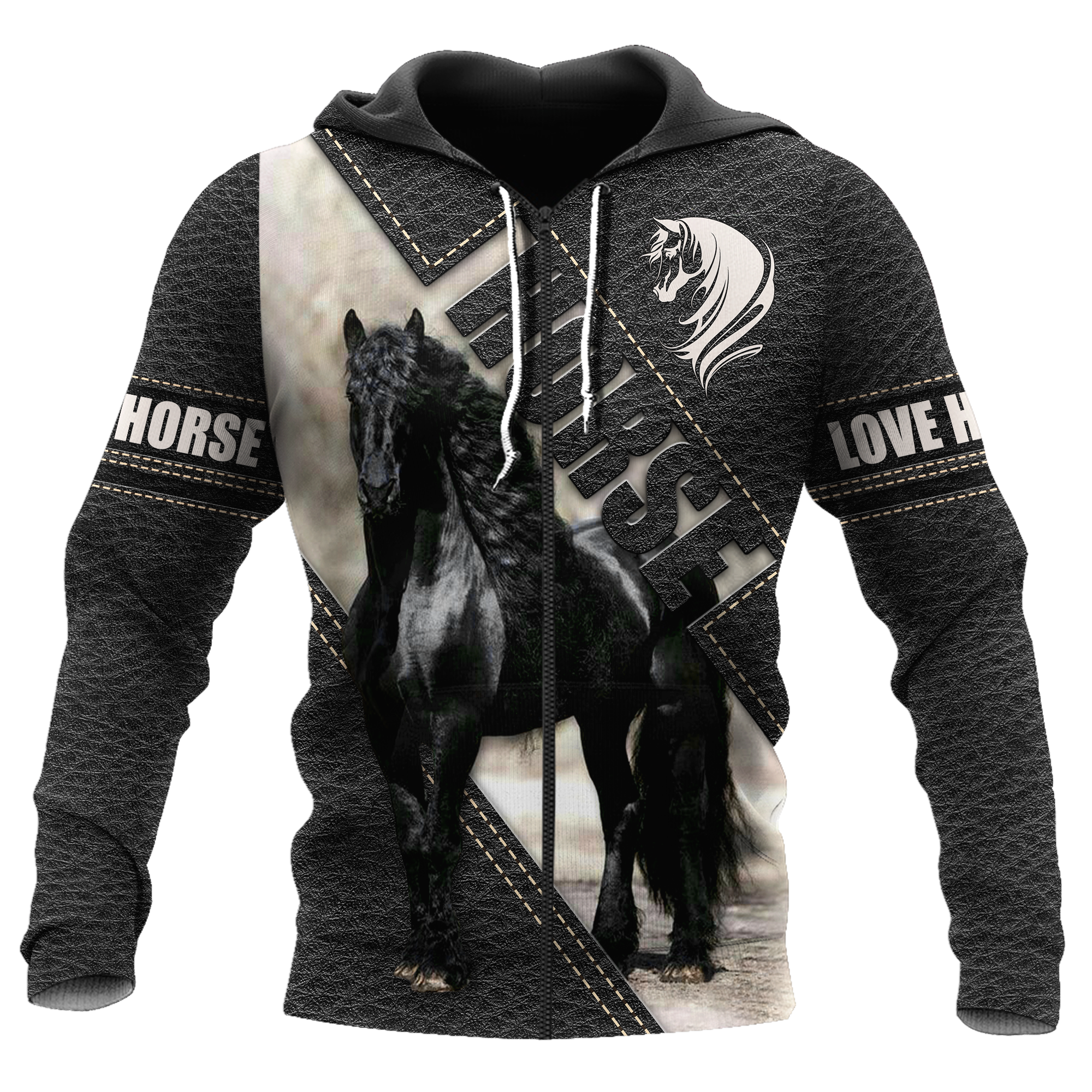 Black Horse 3D All Over Printed Hoodie Pi112058XT