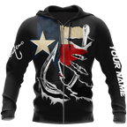 Custom name Hooked on fishing Texas design 3d print shirts