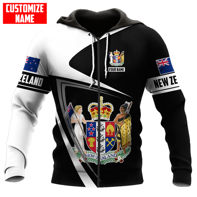 New Zealand Aotearoa Coat Of Arm Army Camou Personalize 3D Unisex Hoodie