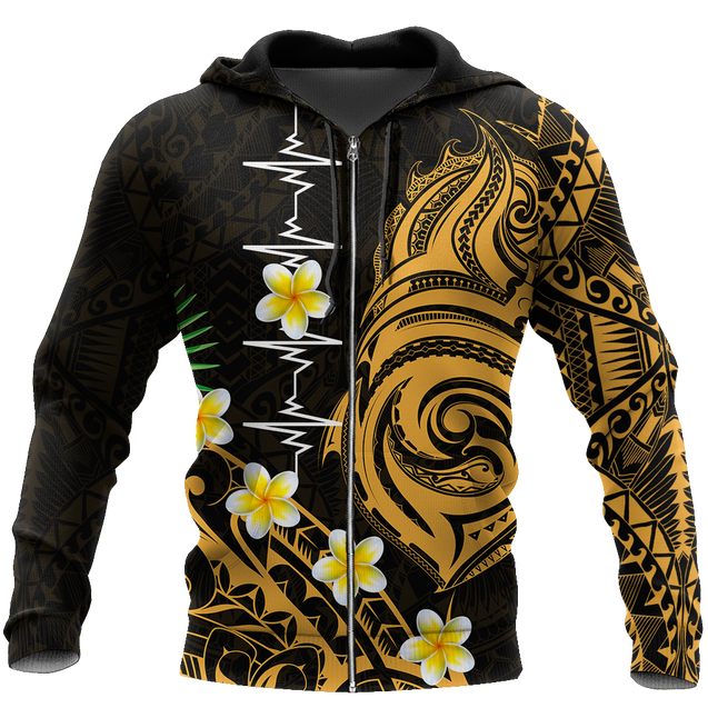 Premium Heartbeat Polynesian 3D All Over Printed Unisex Shirts