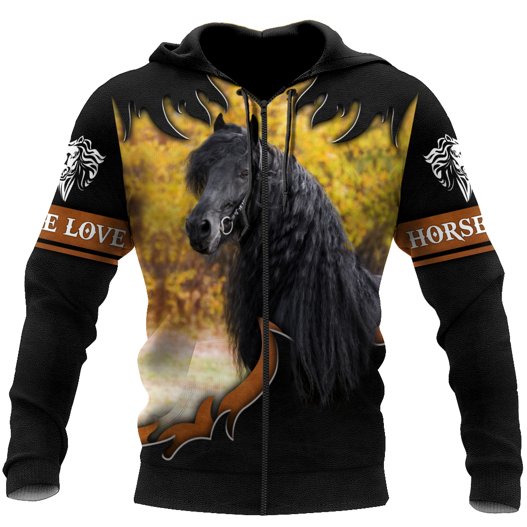 Black Horse 3D All Over Printed Shirts PD19022102