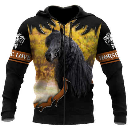 Black Horse 3D All Over Printed Shirts PD19022102