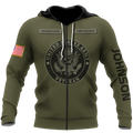 US Veteran Persionalized Name 3D All Over Printed Unisex Hoodie