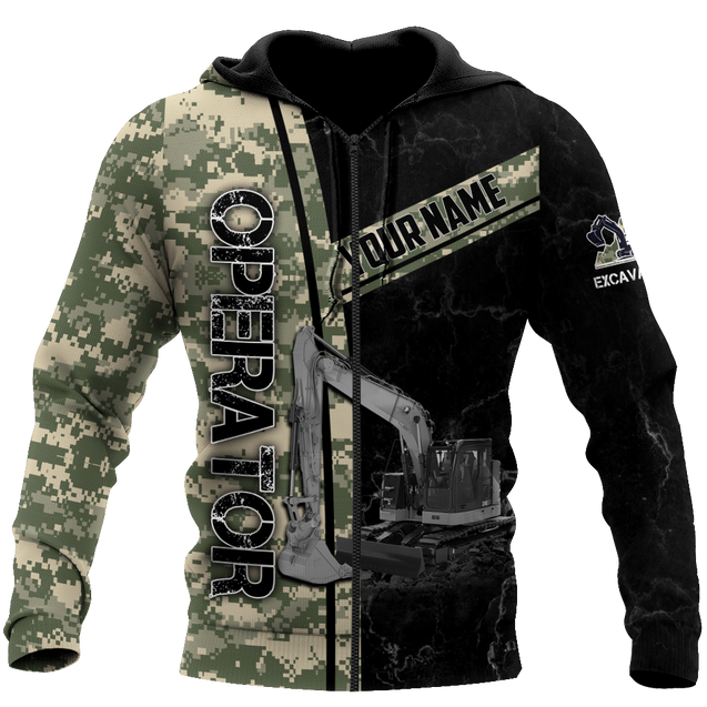 Premium Personalized 3D Printed Camo Excavator Operator Shirts MEI
