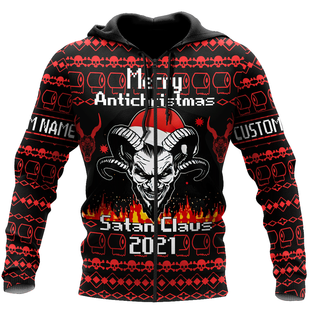 Customize Name Skull Satanic 3D All Over Printed Unisex Shirts