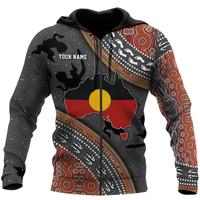 Custom name Aboriginal dots Zip pattern 3D design printed winter shirts