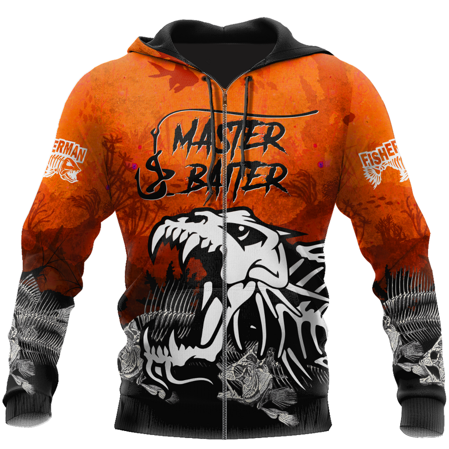 Master Baiter fishing custom name orange design 3d print shirts