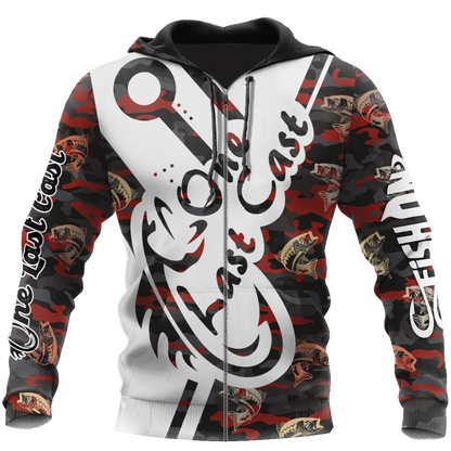 One Last Cast red camo fishing design 3d print shirts