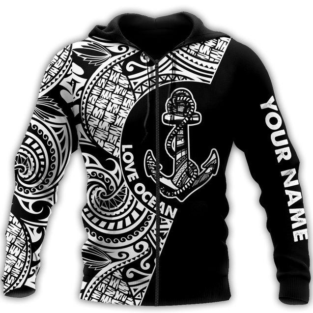 Amazing Polynesian Tattoo Anchor Personalized Unisex Deluxe Hoodie ML