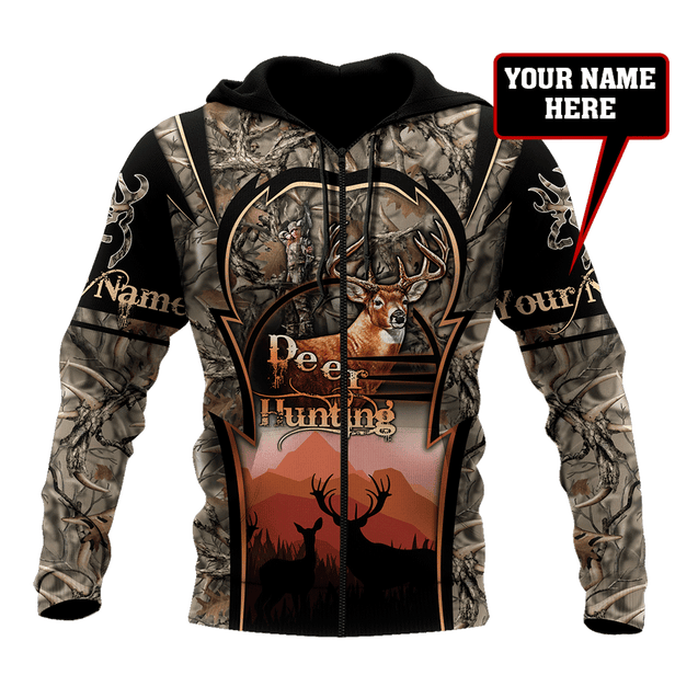 Deer Hunting Persionalized Name 3D All Over Printed Shirts