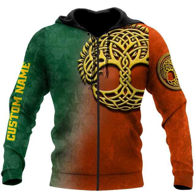 Irish St.Patrick day tree of life 3d hoodie shirt for men and women custom name