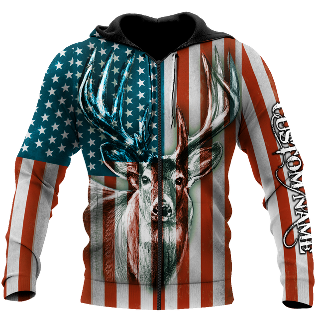 US Deer Persionalized Name 3D All Over Printed Shirts MH21052101