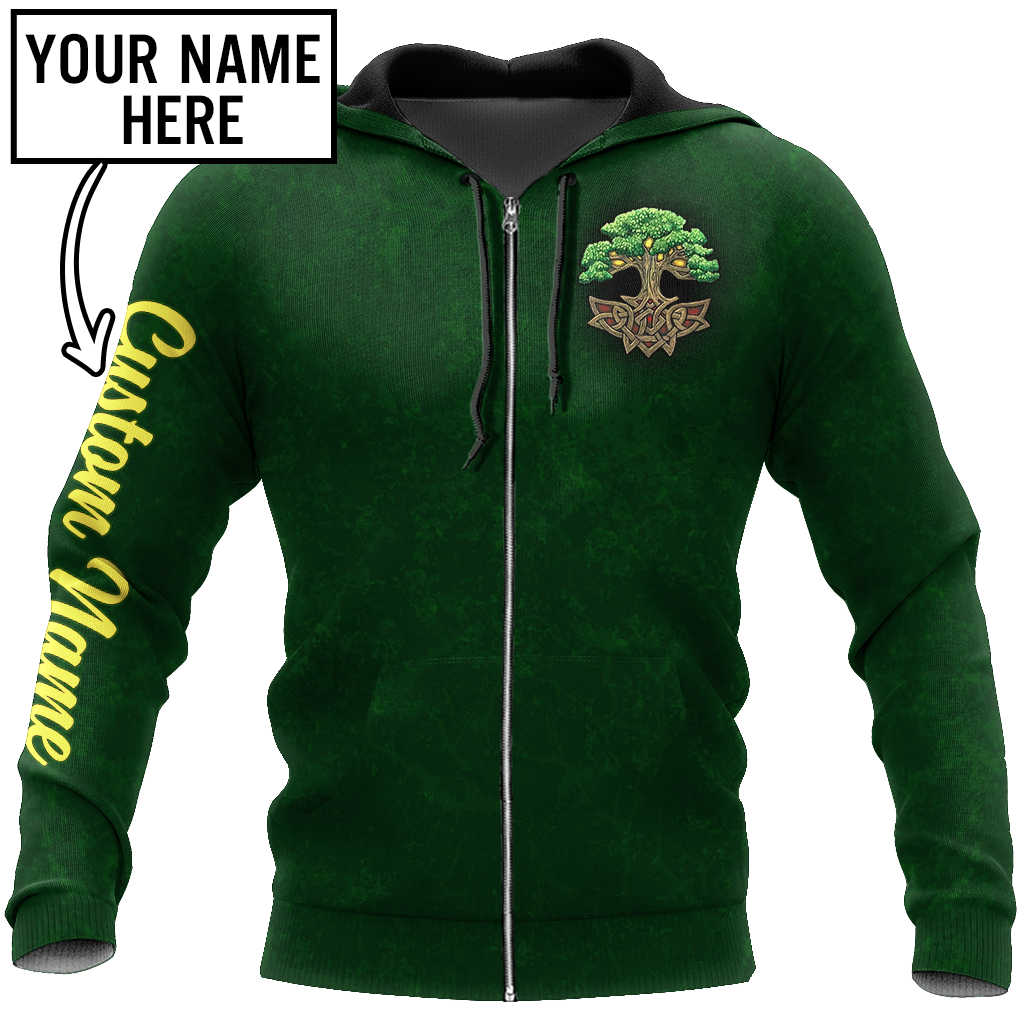 Irish tree of life St.Patrick day 3d hoodie shirt for men and women custom name