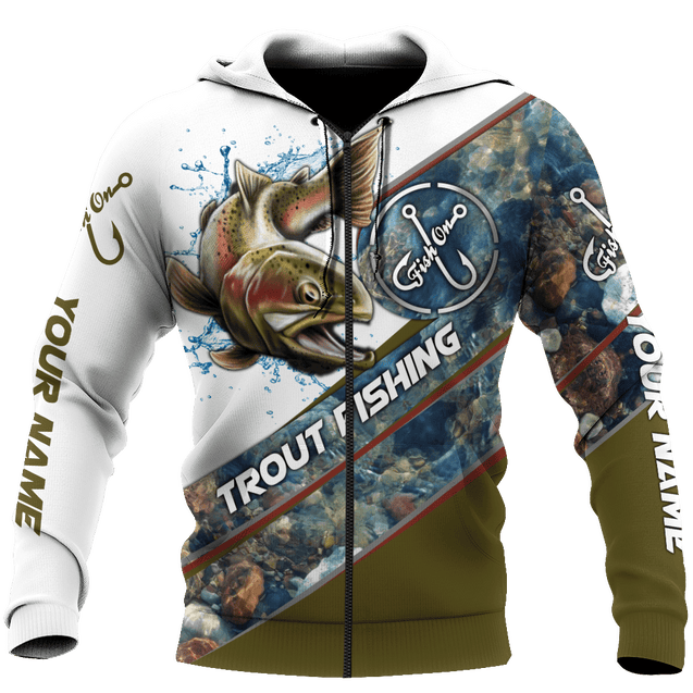 Custom name Trout-Salmon Fishing Underwater Camo 3D painting printed shirts