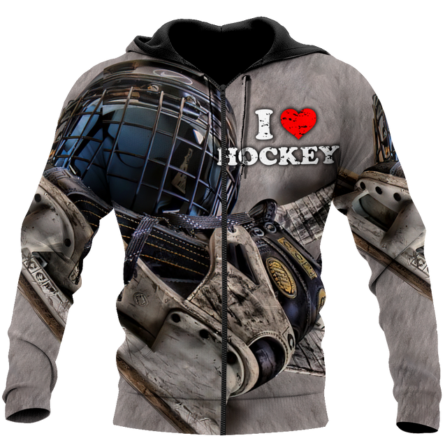 3D All Over Printed I Love Hockey  Unisex Shirts