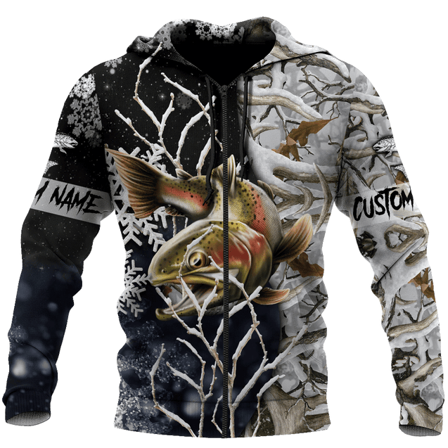 Custom name Trout-Salmon Fishing Ice Fishing 3D painting printed shirts