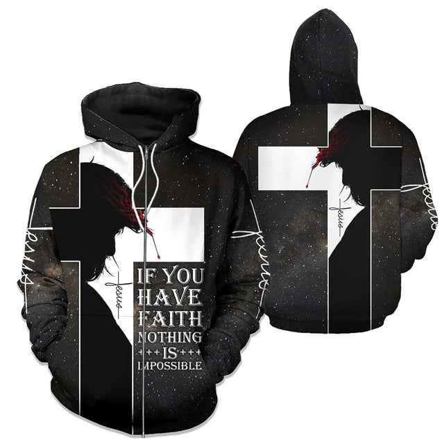 If you have faith nothing is impossible 3D All Over Printed Shirts For Men and Women PL250304-Apparel-PL8386-Zipped Hoodie-S-Vibe Cosy™