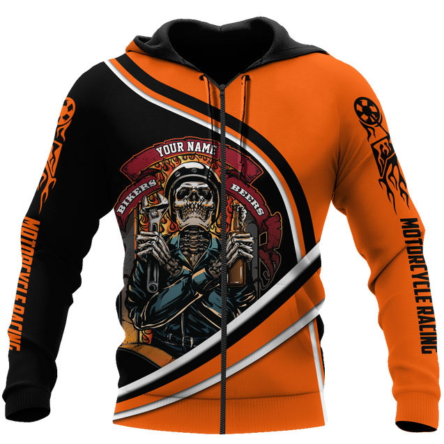 Personalized Name Motorcycle Racing 3D All Over Printed Unisex Shirts Bikers And Beer