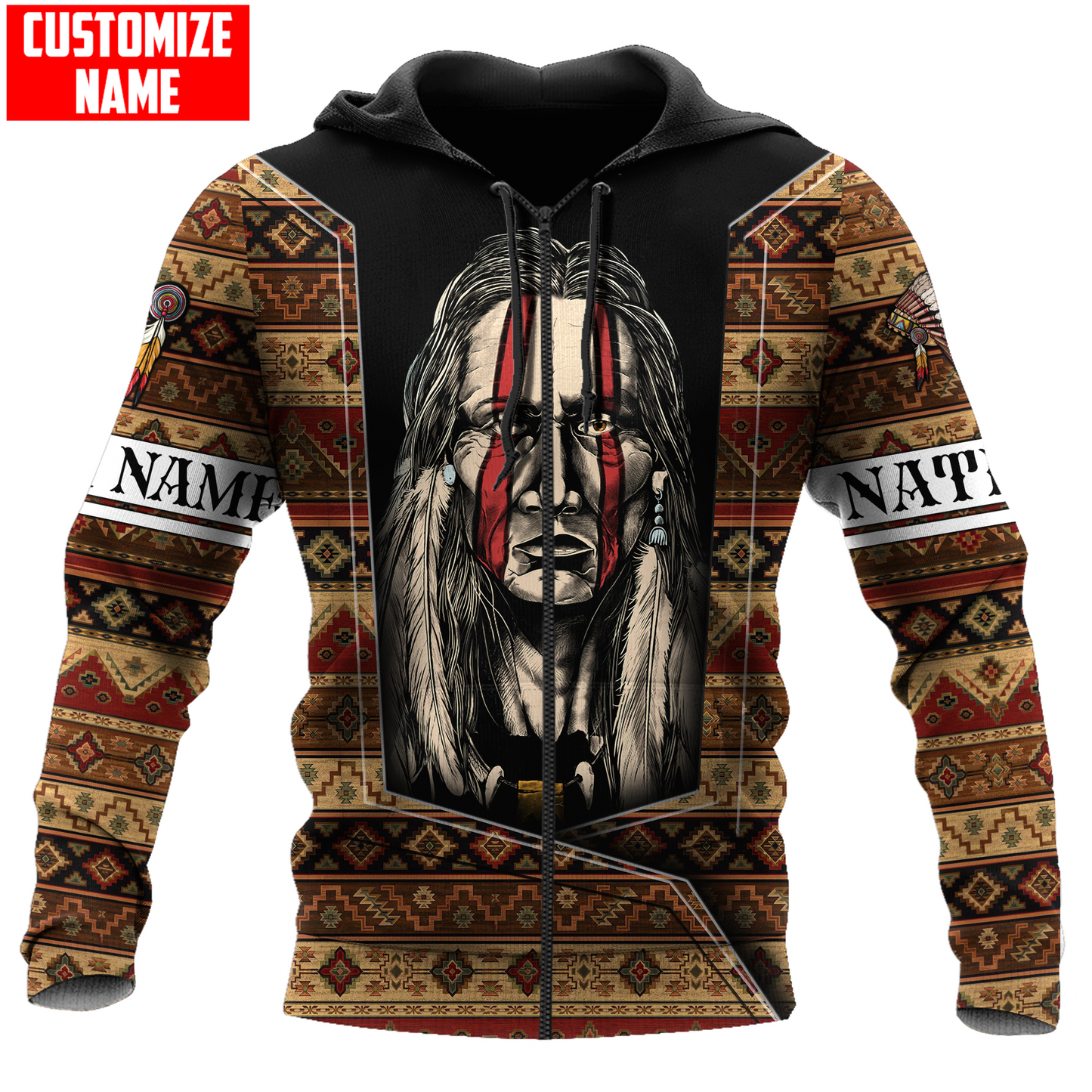 Customized Name Native American 3D All Over Printed Unisex Shirts