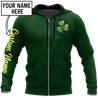 Irish shamrock St.Patrick day 3d hoodie shirt for men and women custom name