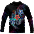 Amazing Polynesian Plumeria Flower And Turtle Tattoo Unisex Deluxe Hoodie ML