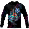 Amazing Polynesian Plumeria Flower And Turtle Tattoo Unisex Deluxe Hoodie ML