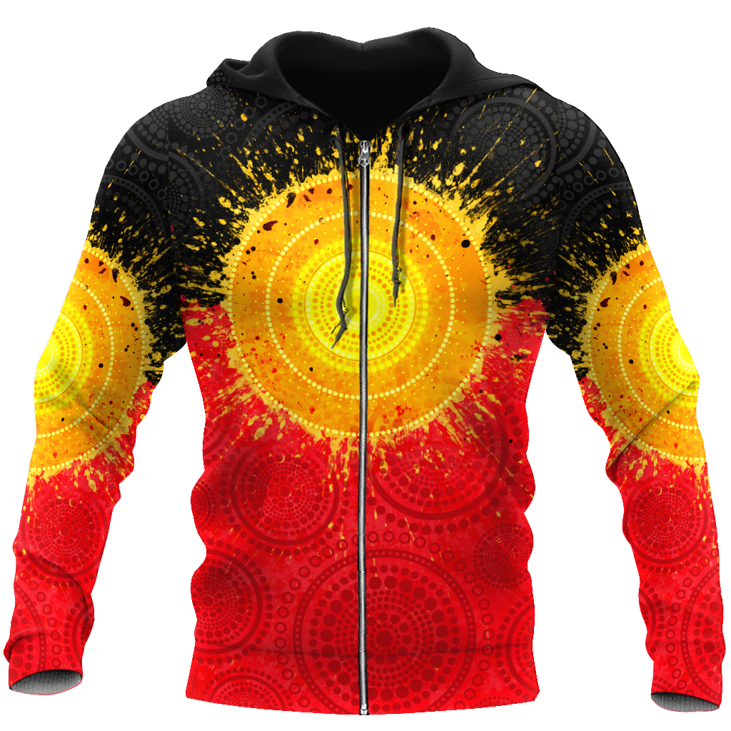 Aboriginal Flag Indigenous Sun Painting Art 3D design shirts