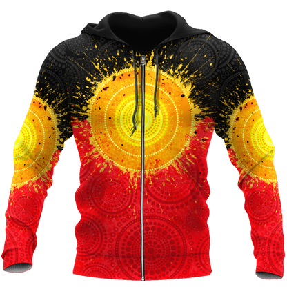 Aboriginal Flag Indigenous Sun Painting Art 3D design shirts