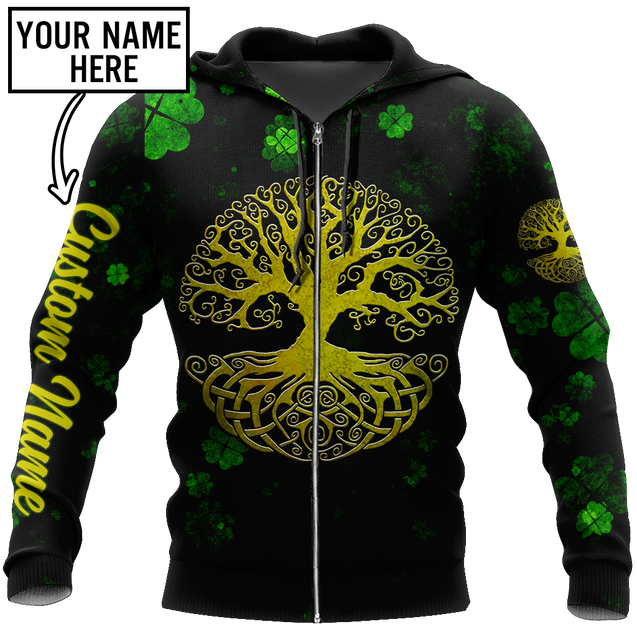 Irish tree of life St.Patrick day 3d hoodie shirt for men and women custom name