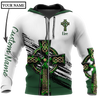 Irish St.Patrick Celtic cross 3d hoodie shirt for men and women custom name