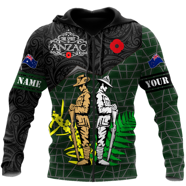 Premium Unisex Hoodie Personalized Remember Anzac Day Fern And Kiwi ML