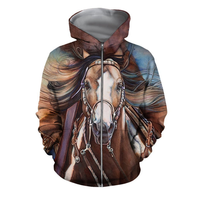 3D All Over Printed Horse Racing Shirts and Shorts-Horse-HP Arts-Zipped Hoodie-XS-Vibe Cosy™