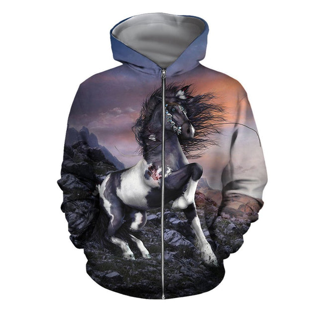 3D All Over Printed Horse Shirts and Shorts-Horse-HP Arts-Zipped Hoodie-XS-Vibe Cosy™