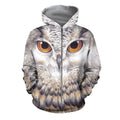 3D All Over Printed Owl Art Shirts-Apparel-HP Arts-ZIPPED HOODIE-S-Vibe Cosy™