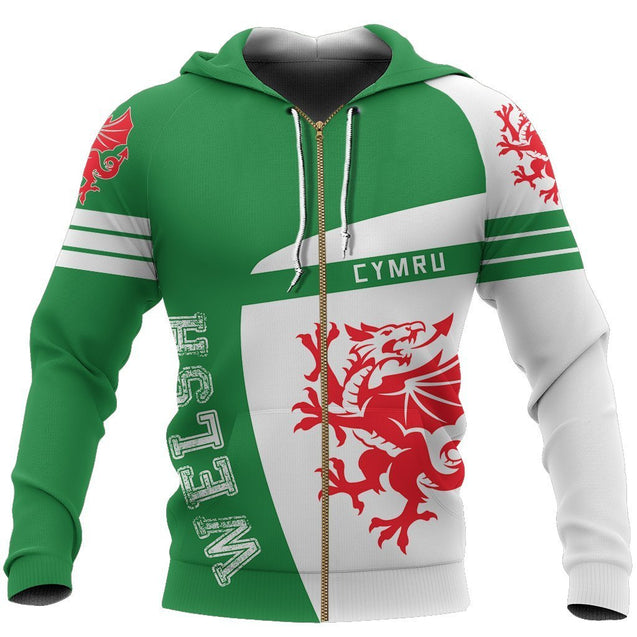 Wales Sport Hoodie - Premium Style PL-Apparel-PL8386-Zipped Hoodie-S-Vibe Cosy™