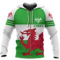 Wales Flag Hoodie Triple Style PL-Apparel-PL8386-Zipped Hoodie-S-Vibe Cosy™