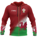 Wales Flag Hoodie Special Version PL-Apparel-PL8386-Zipped Hoodie-S-Vibe Cosy™