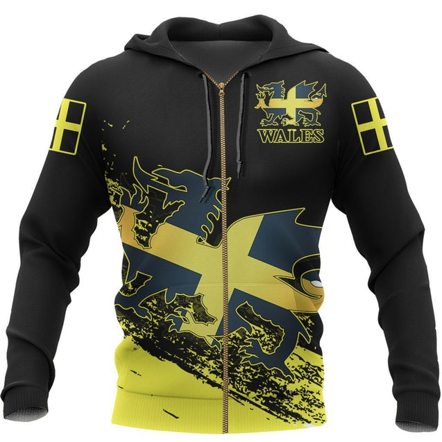 Wales - Welsh Saint David Special Hoodie NVD1060-Apparel-Dung Van-Zipped Hoodie-S-Vibe Cosy™