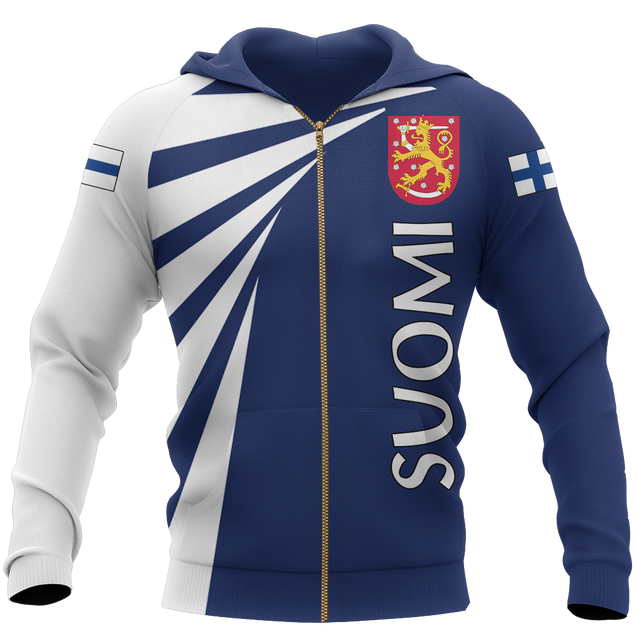 Finland Lion Hoodie Coat Of Arms NVD1258-Apparel-Dung Van-Zipped Hoodie-S-Vibe Cosy™