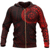 Polynesian Tattoo Style Zipper Hoodie Red NVD1357-Apparel-Dung Van-Zipped Hoodie-S-Vibe Cosy™